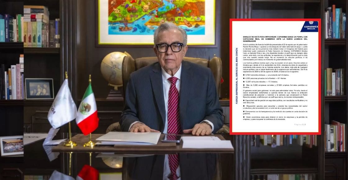 "Sinaloa no está para improvisaciones": Coparmex exige experiencia en sustituto de Rocha Moya