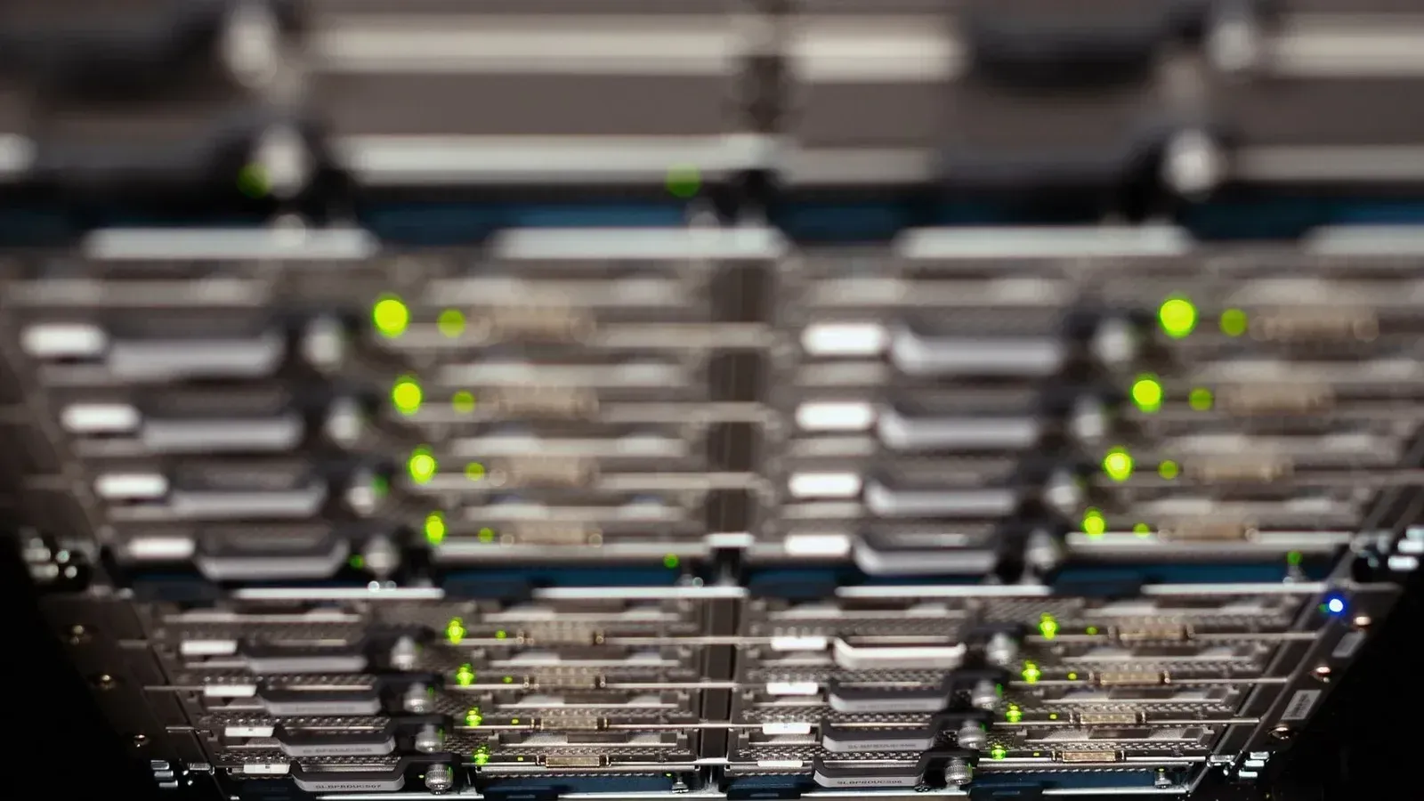 From above contemporary server cable trays without wires located in modern data center