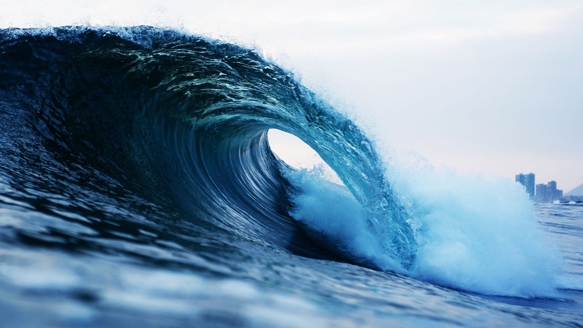 Capturing the energy of a barrel wave crashing on the Chilean coast.