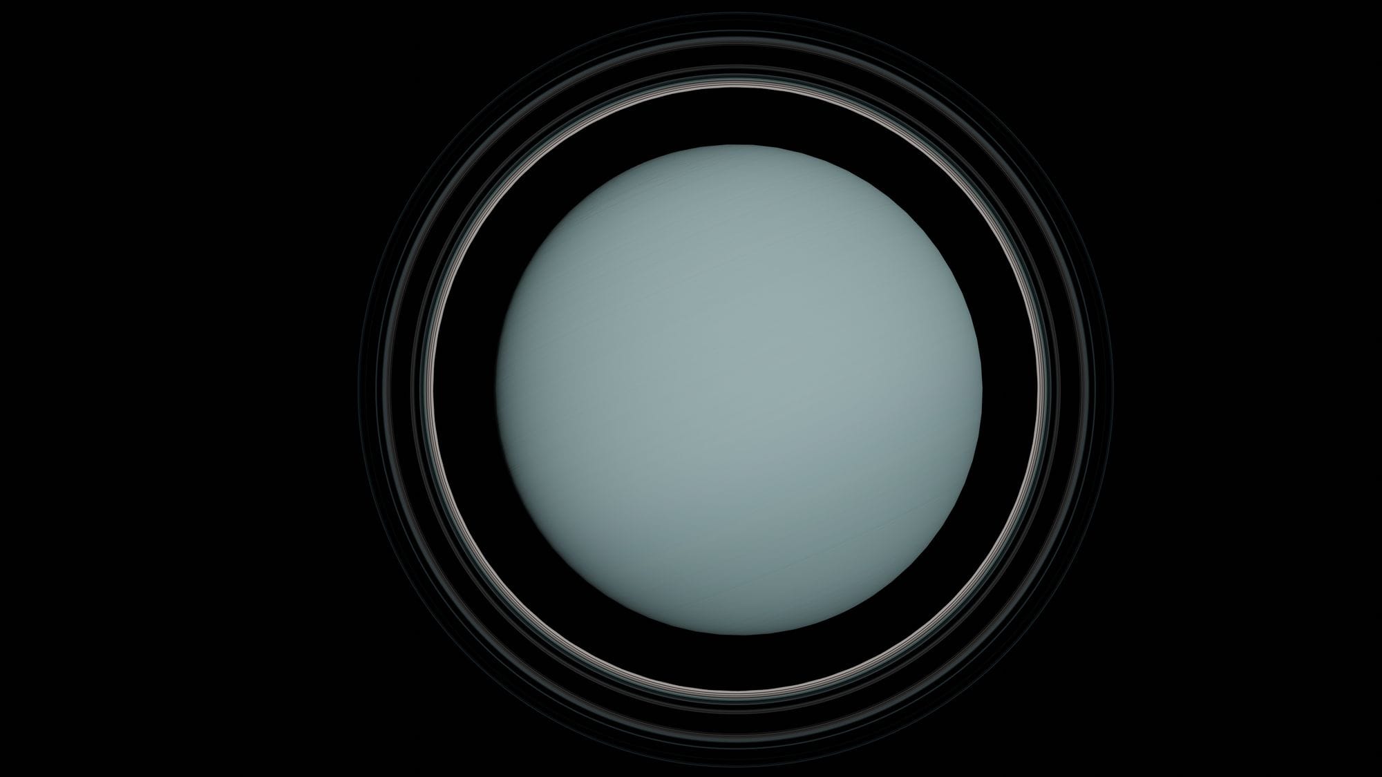 Detailed image of Uranus showcasing its rings in a dark cosmic background.