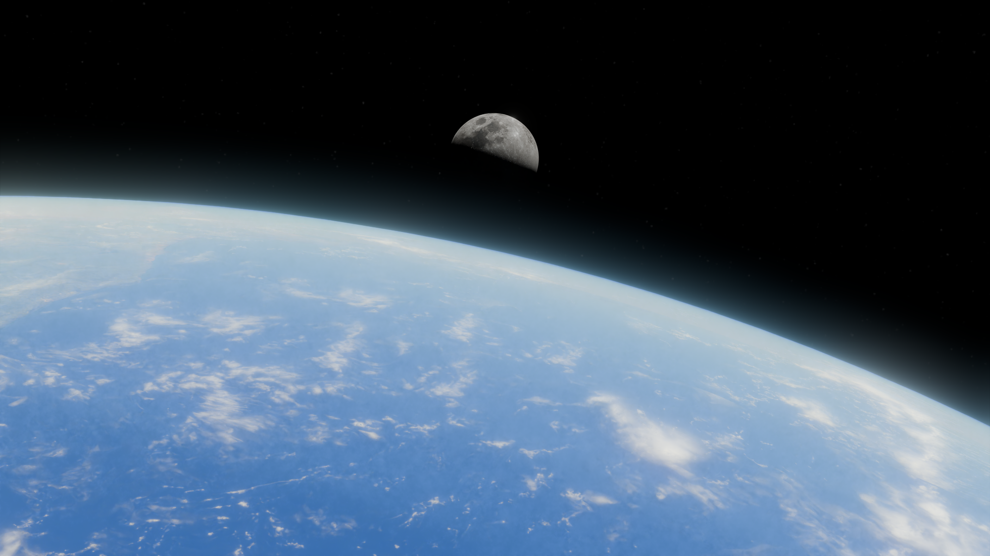 A breathtaking view of Earth and the moon seen from outer space, showcasing natural beauty.