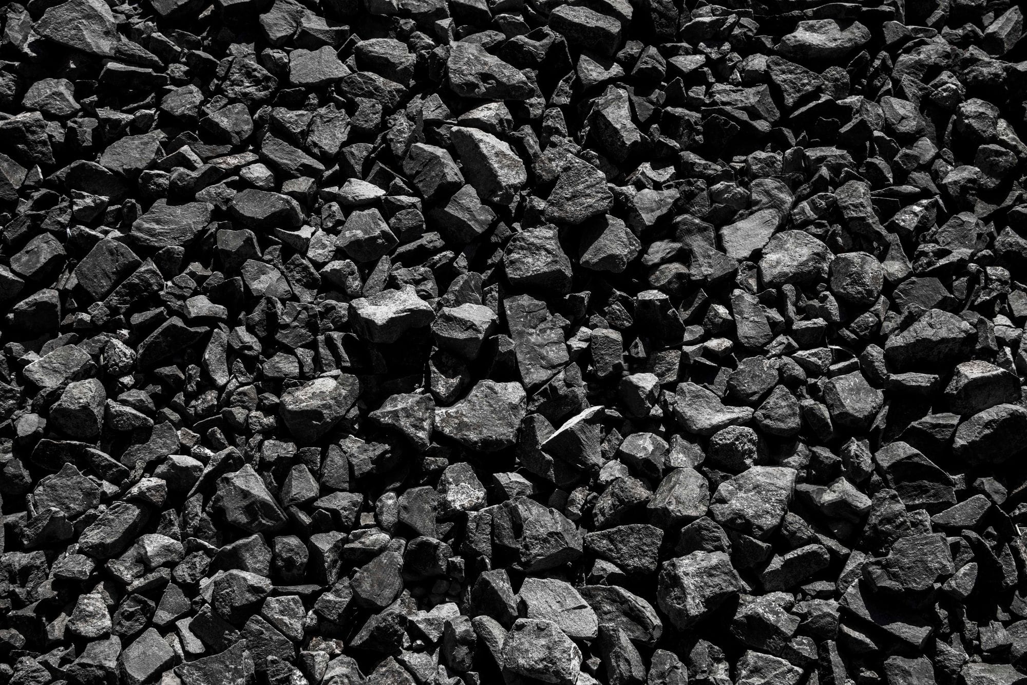 Black and white close-up of textured rocks, showcasing natural detail and contrast.