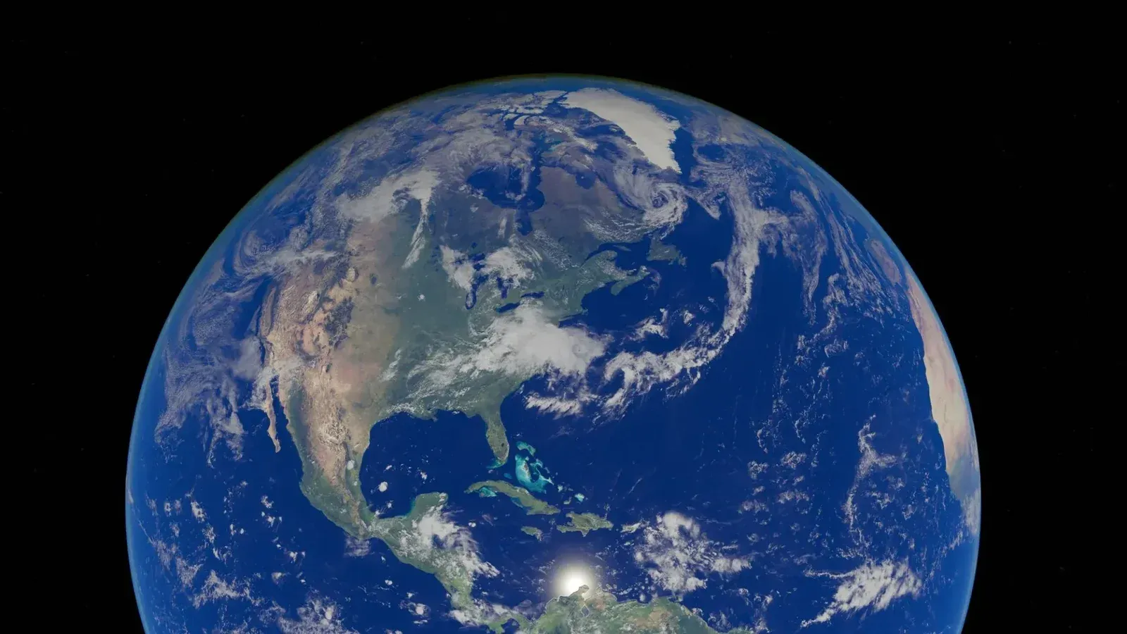A breathtaking view of Earth from space highlighting North America and surrounding oceans.
