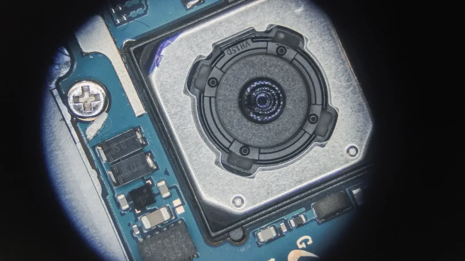 Detailed close-up image of a circuit board component focusing on intricate details.