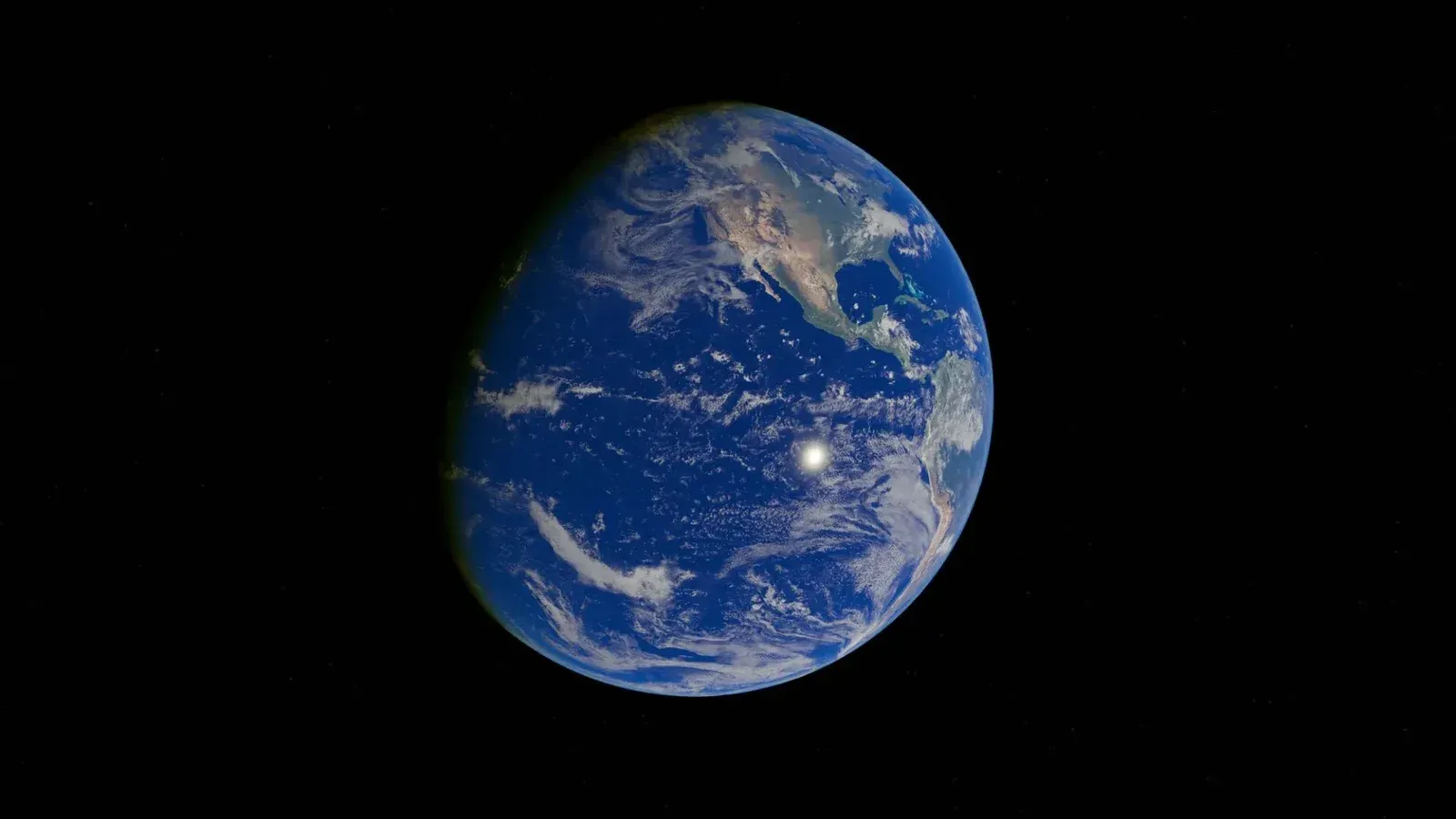 Vista vibrante de la tierra desde el espacio que muestra océanos y continentes.