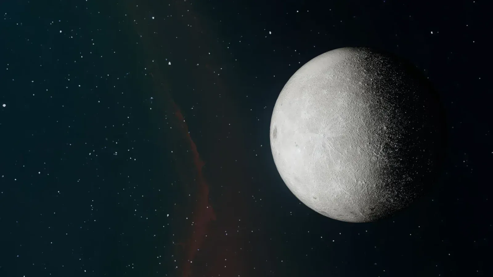 Detailed image of the moon's surface with a rich starry background in space.
