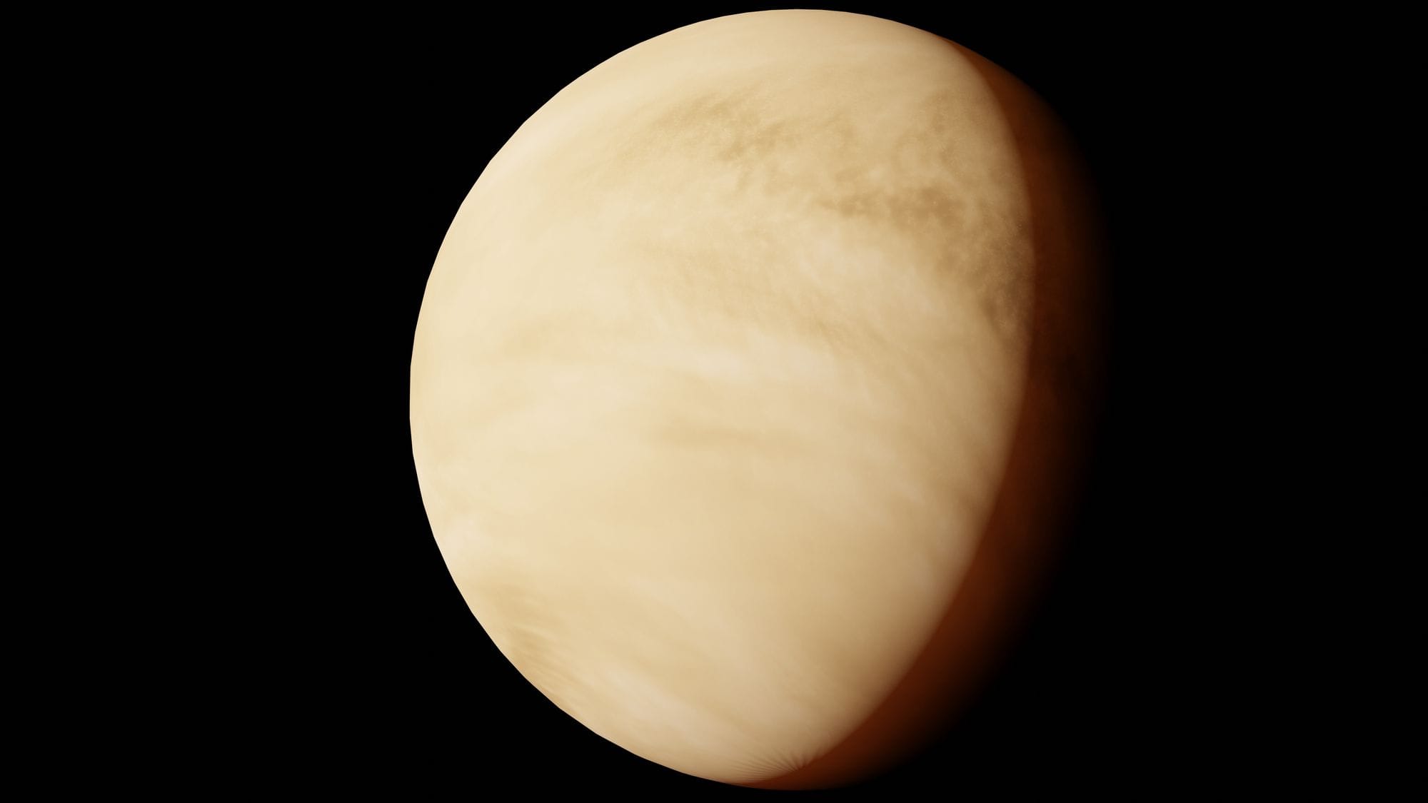 Detailed view of the planet Venus with a dark cosmic background.