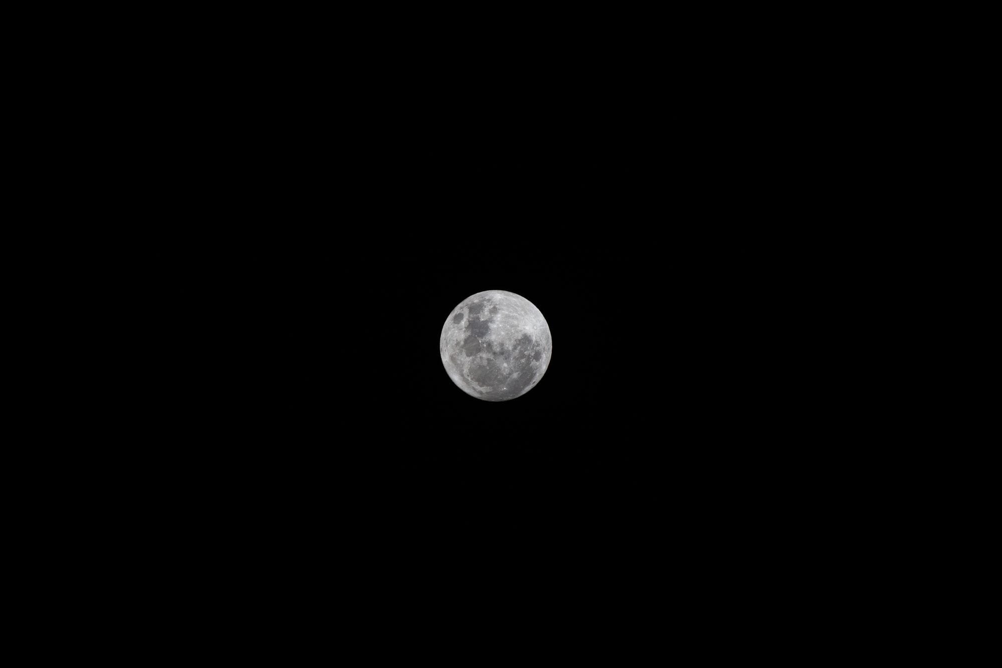 Close-up of the full moon against a black background highlighting lunar details.