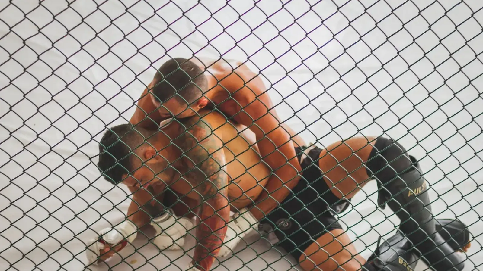 Dos hombres participaron en una sesión de entrenamiento de jiu-jitsu brasileño dentro de un ring.