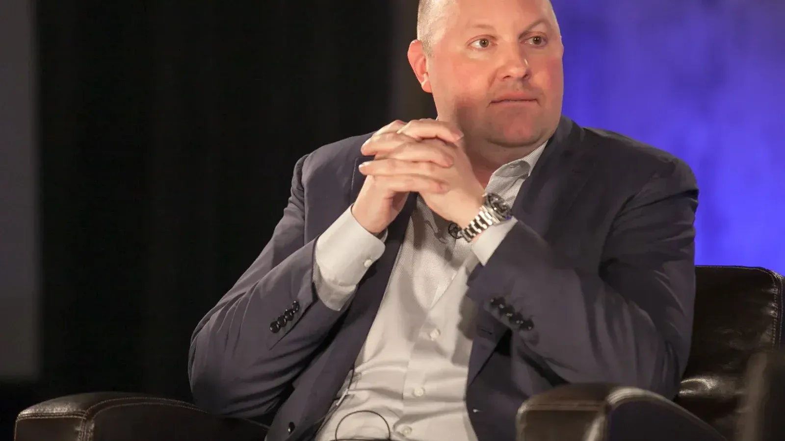 Marc Andreessen en Pando Monthly con la entrevistadora Sarah Lacy, en Dogpatch Studios en SF el 1 de octubre.