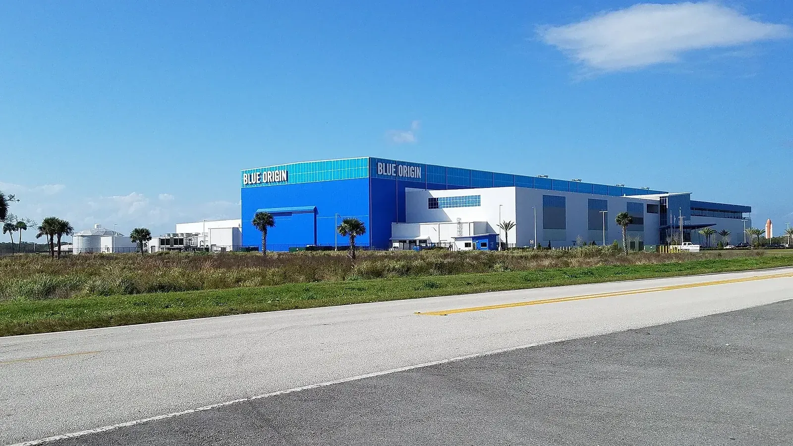Blue Origin Orbital Launch System (OLS) manufacturing building, Merritt Island, Florida, February 2019.