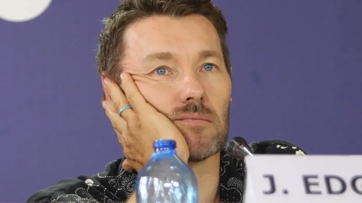 Joel Edgerton at the press conference for his film "The Master Gardner" at the 2022 Venice Film Festival
