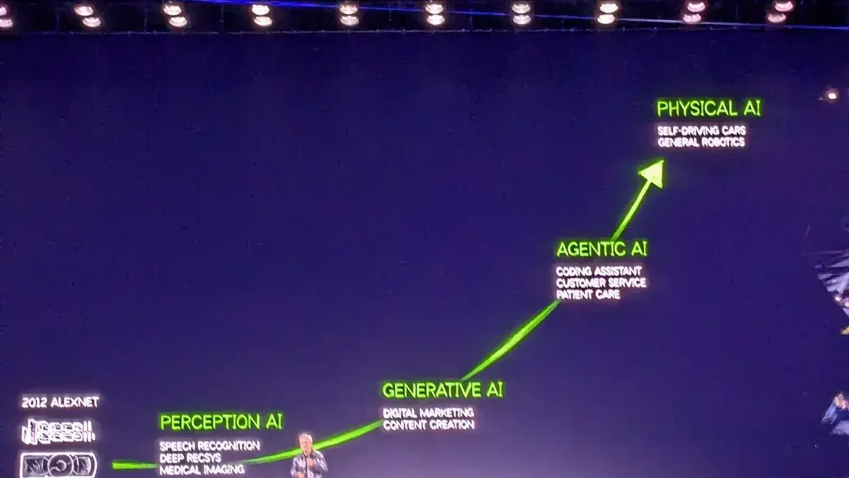 Jensen Huang lors de la Nvidia Keynote au salon d'innovation technologique CES 2025 à Las Vegas