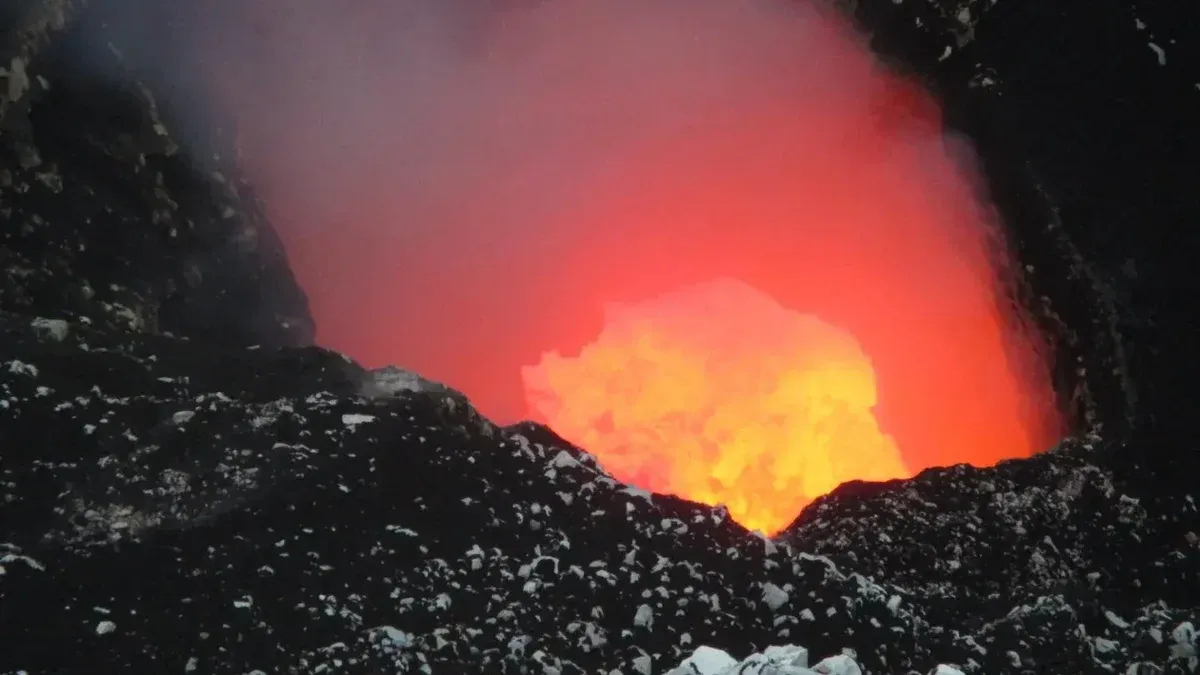The lava lake in Santiago crater, Masaya volcano, Nicaragua on November 20, 2017. Credit: Peter Lafemina / Penn State. All Rights Reserved.Expand · The lava lake in Santiago crater, Masaya