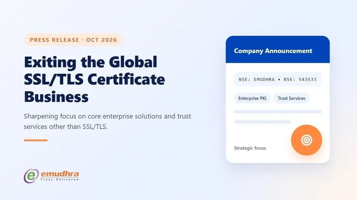 eMudhra to exit the global SSL/TLS certificate business