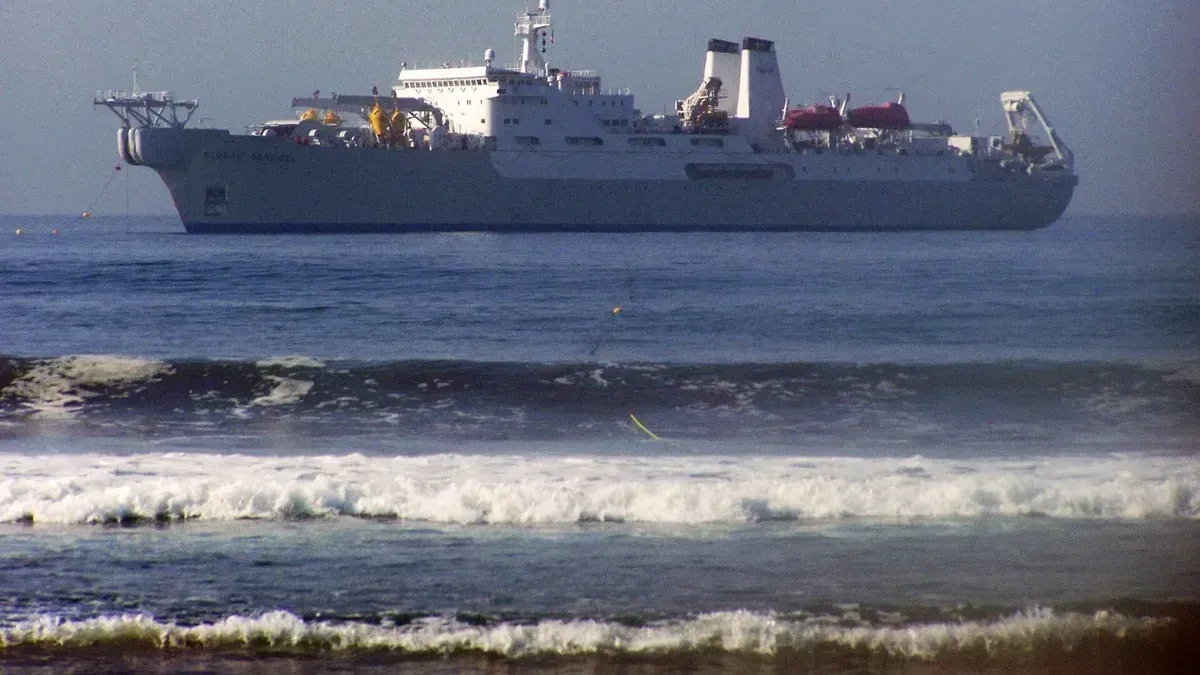 Cable Ship "Global Sentinal" laying a submarine cable system.