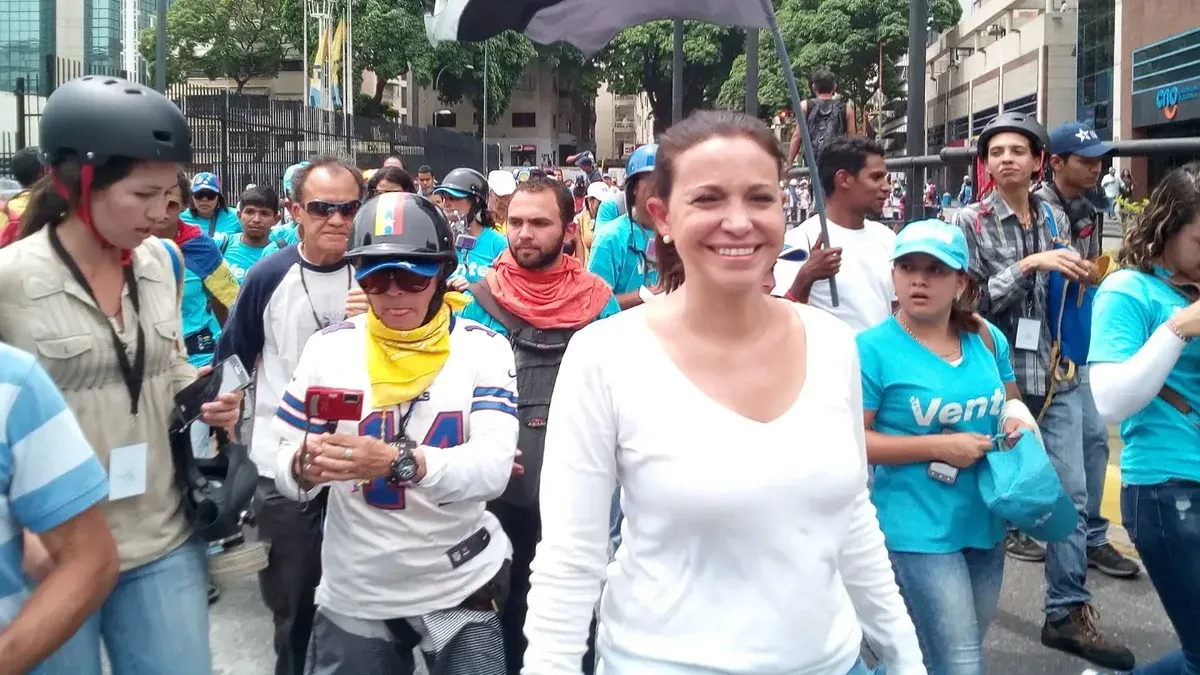 María Corina Machado en la Marcha de los Médicos en Caracas durante las protestas en Venezuela de 2017