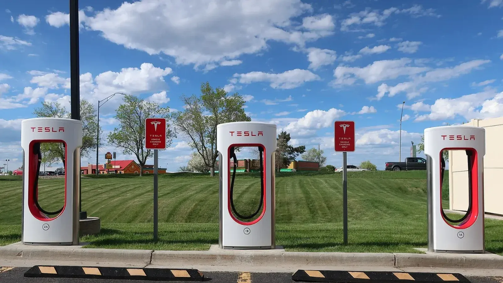 Tesla Supercharger electric vehicle charging station in Gillette, Wyoming