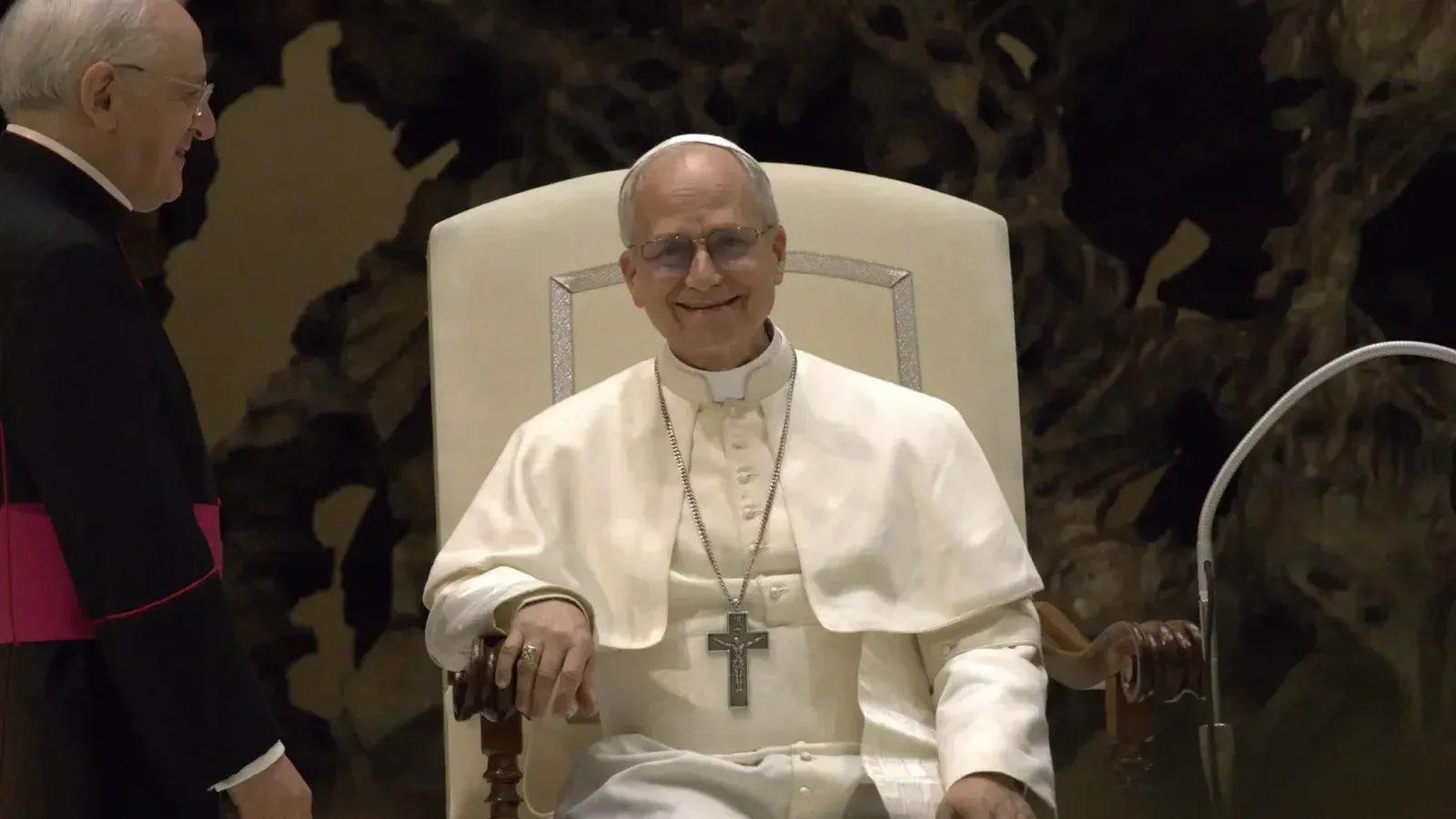 Pope Leo XIV during an audience with the media (May 12, 2025)