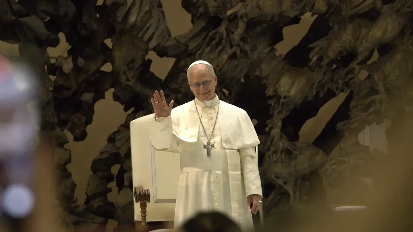 Papa León XIV durante una audiencia con los medios (12 de mayo de 2025)