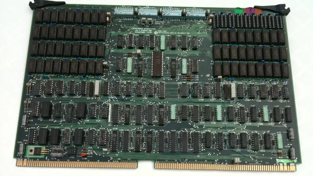 VERSAbus computer memory card with 128K bytes of dynamic RAM.
