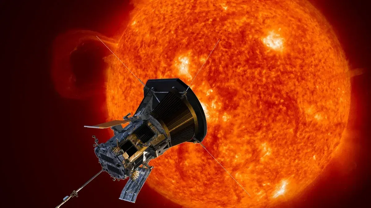 Parker Solar Probe Artista Representando el concepto del artista de la nave espacial Parker Solar Probe se acerca al sol.