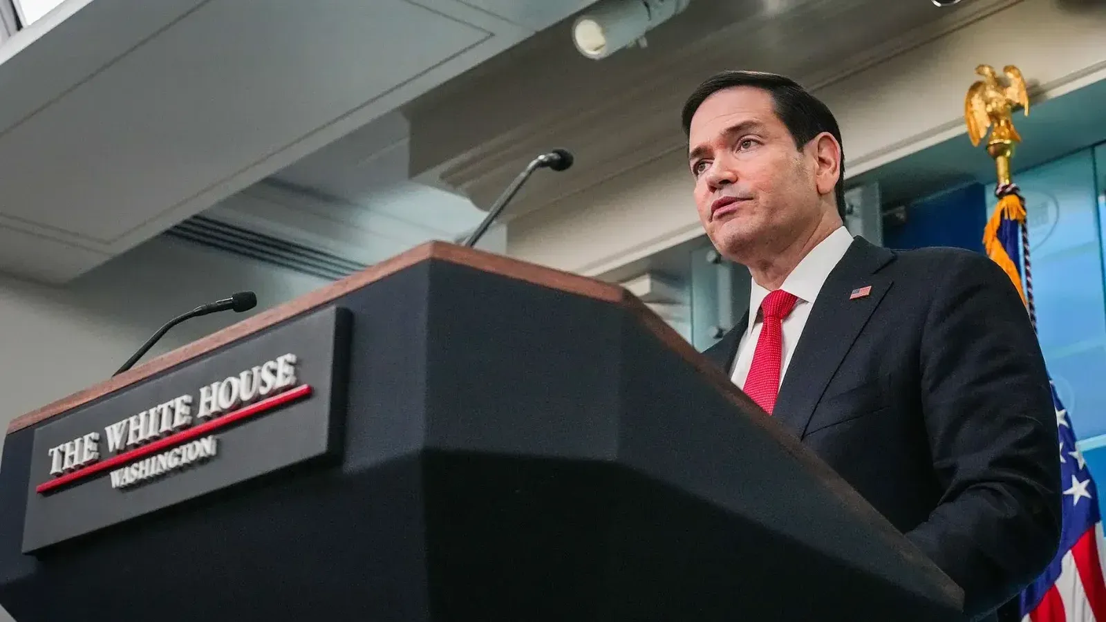 El secretario Marco Rubio organiza una conferencia de prensa en la Casa Blanca en Washington, D.C., 5 de mayo de 2026.