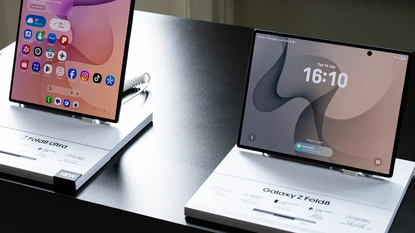 The Samsung Galaxy Z Fold8 and Fold8 Ultra in unfolded form.
