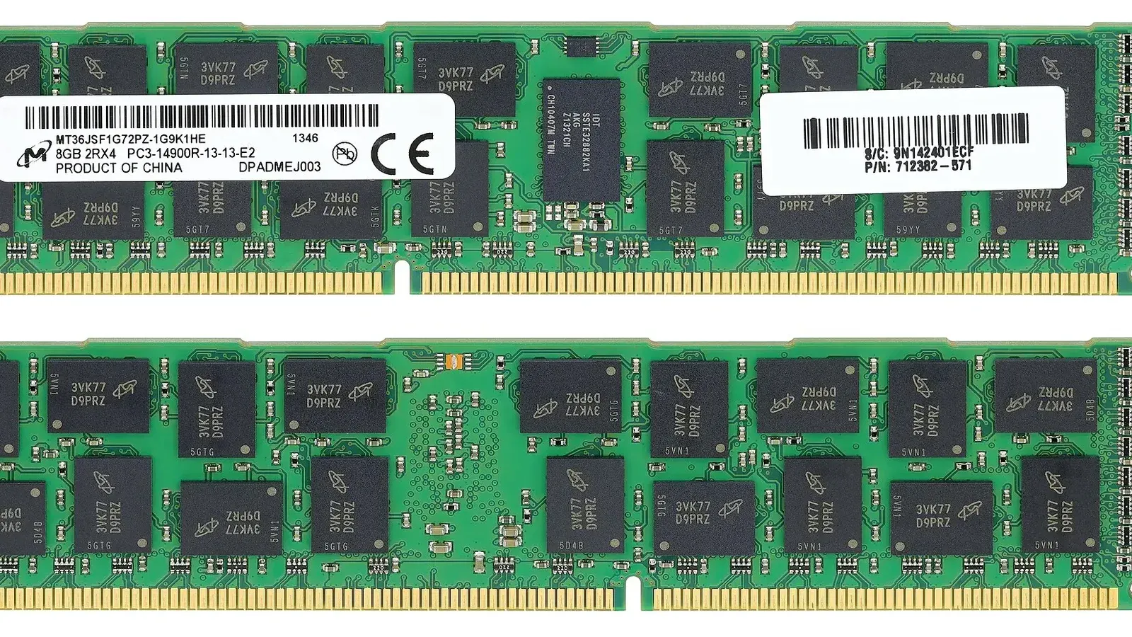 MT36JSF1G72PZ-1G9K1HE; Memory Type DDR3 SDRAM; Capacity 8GB; Data Transfer Rate 1866MHz; Pins 240; Bus Type PC-14900; Error Correction Registered ECC; Cycle Time 1.07ns; Cas CL13; Memory