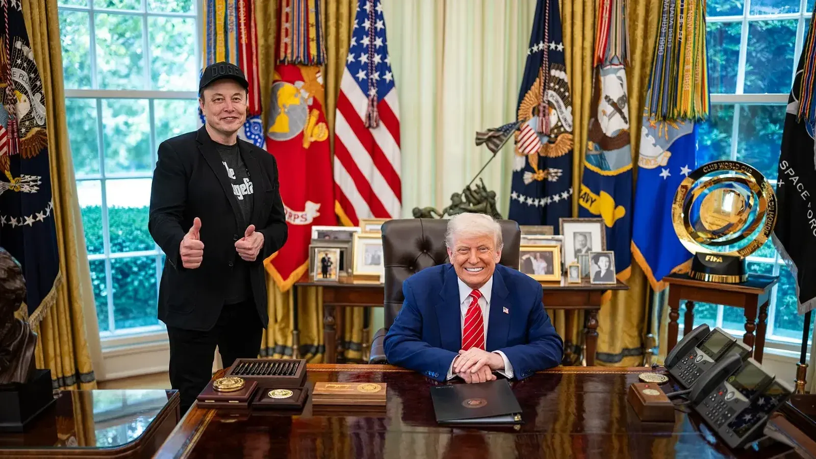Escenas antes de que el presidente Donald Trump realice una conferencia de prensa con el asesor de Doge que sale, Elon Musk, el viernes 30 de mayo de 2025, en la Oficina Oval.