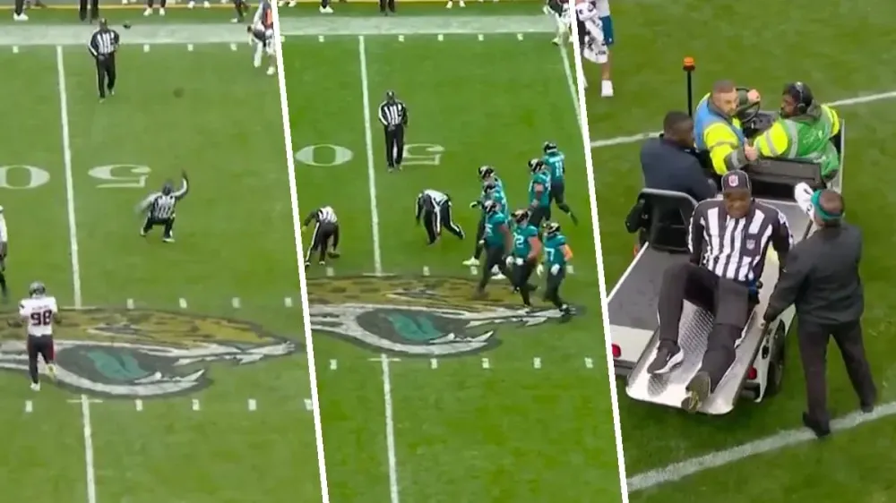 Árbitro del Jaguars vs Texans se lesionó por sí solo en la cancha de Wembley imagen del post