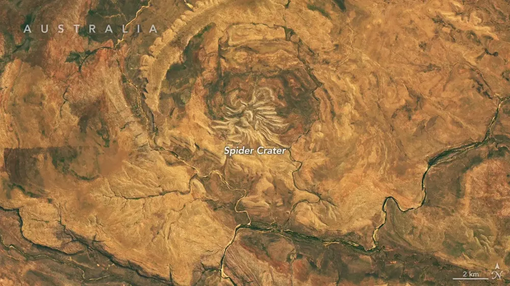 Landsat 9 retrata el cráter de Australia con forma de araña imagen del post