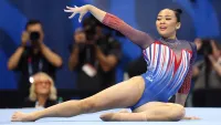 Sunisa Lee competes in the floor exercise on Day Two of the 2024 U.S. Olympic Team Gymnastics Trials at Target Center on June 28, 2024 in Minneapolis, Minnesota. Jamie Squire/Getty Images