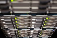 From above contemporary server cable trays without wires located in modern data center