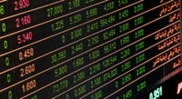 Detailed view of a stock market screen showing numbers and data, symbolizing financial trading.