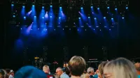 Night concert scene with audience, stage, and colorful lighting effects.