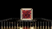 Abstract representation of a futuristic digital processor with glowing elements.