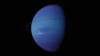 Stunning view of planet Neptune and its rings set against a dark space background.