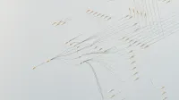Abstract illustration depicting complex digital neural networks and data flow.