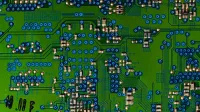 Detailed view of a circuit board highlighting electronic components.