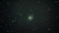 Deep space image featuring the mesmerizing Pinwheel Galaxy surrounded by stars.