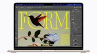 MacBook Air con M5 muestra una pantalla de Adobe Photoshop.
