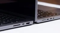 Primer detallado de dos portátiles que muestran un diseño elegante y tecnología moderna.