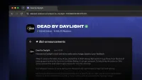 Un anuncio de servidor que se muestra en la página web del servidor para Dead by Daylight.