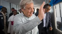 El Secretario General de las Naciones Unidas, António Guterres, visita el Centro de Tratamiento de Mangina Ebola, incluida la reunión con los sobrevivientes del ébola y el alta de los