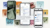 Imágenes de la interfaz de usuario del carrito global, sobre un collage de productos
