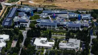 Aerial view of the main Google Campus in Mountain View, CA.