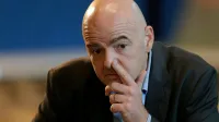 El presidente de la FIFA, Gianni Infantino, en una conferencia de prensa en Doha.