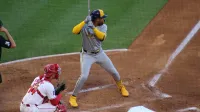 Jackson Chourio in the batter's box in Anaheim.