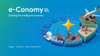 Imagen de portada para el informe E-CONOMY SEA 2026 titulado Construyendo la economía inteligente por Google, Temasek y Bain and Company. Una ilustración 3D presenta una brillante estrella